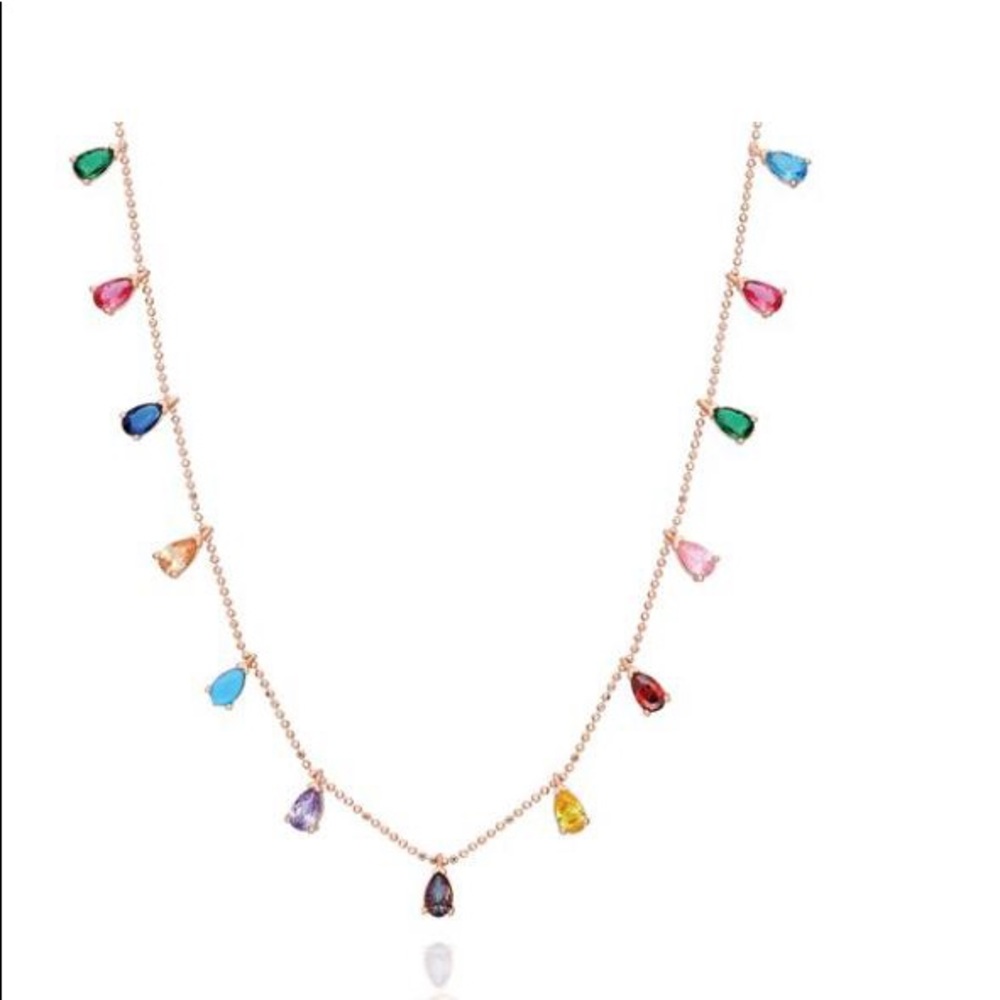 Dainty Colorful Zircon Stone Dangle Fashion Necklace